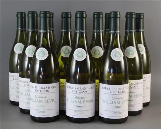 Twelve bottles of Chablis Grand Cru Les Clos, 2005 (William Fevre)